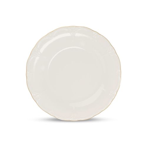 Round porcelain plate Retro 16 cm in ivory-brown, front view shows smooth surface and narrow rim.