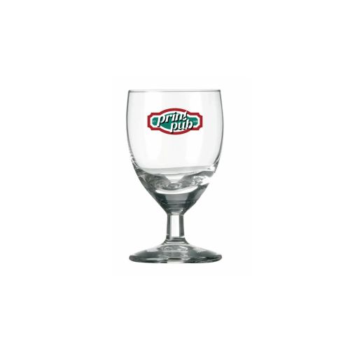 Shot glass Guild 3.5 cl. with multicoloured PrintPub logo on the front view, printed on clear glass.