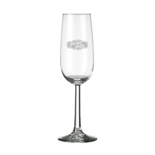 Bouquet champagneflute 17 cl. met fijn gegraveerd PrintPub-logo op de voorzijde. Bouquet champagneflute 17 cl. met fijn gegraveerd PrintPub-logo op de voorzijde.