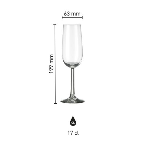 Infographic overzicht met hoogte en inhoud van de Bouquet champagneflute 17 cl. Infographic overzicht met hoogte en inhoud van de Bouquet champagneflute 17 cl.