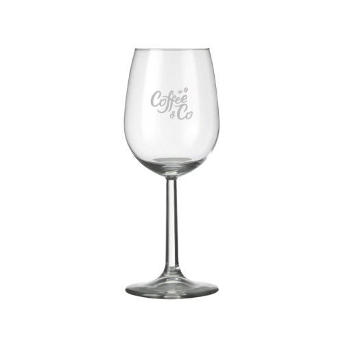 Bouquet wijnglas 23 cl. met fijn gegraveerd PrintPub-logo op de voorzijde van het glas. Bouquet wijnglas 23 cl. met fijn gegraveerd PrintPub-logo op de voorzijde van het glas.