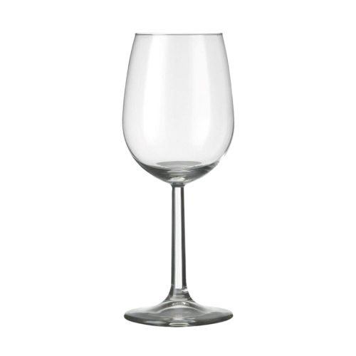 Heldere vooraanzichtfoto van een klassiek Bouquet wijnglas 35 cl. van transparant glas. Heldere vooraanzichtfoto van een klassiek Bouquet wijnglas 35 cl. van transparant glas.