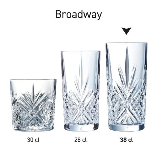 Series of Broadway long drink glasses in similar arrangement as series shown.