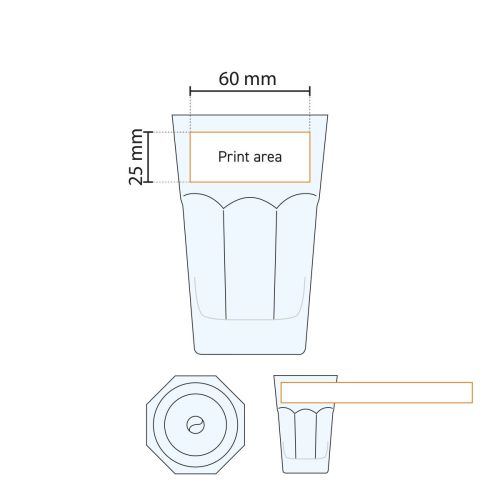 Gedetailleerde werktekening met drukgebied Casablanca Juice glas 36,5 cl. voor logotoepassing. Gedetailleerde werktekening met drukgebied Casablanca Juice glas 36,5 cl. voor logotoepassing.