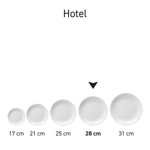 Reeks Hotel coupeborden wit porselein gepresenteerd als onderdeel van een servieslijn. Reeks Hotel coupeborden wit porselein gepresenteerd als onderdeel van een servieslijn.