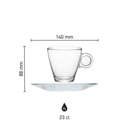 Infographic shows dimensions of Easy Bar Cappuccino 23 cl. SET with size markings. Infographic shows dimensions of Easy Bar Cappuccino 23 cl. SET with size markings.