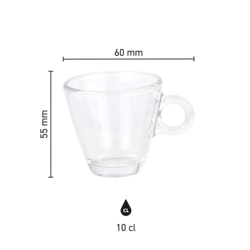 Infographic showing dimensions of the glass Easy Bar Espresso Cup 10 cl. espresso cup. Infographic showing dimensions of the glass Easy Bar Espresso Cup 10 cl. espresso cup.
