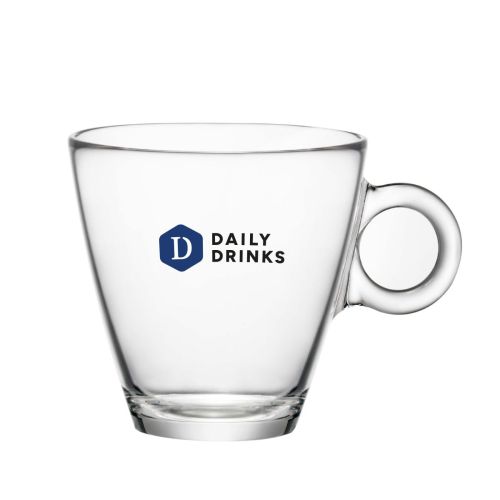 Glass clear tea cup 32 cl. printed with colourful DailyDrinks logo on the front of the glass. Glass clear tea cup 32 cl. printed with colourful DailyDrinks logo on the front of the glass.