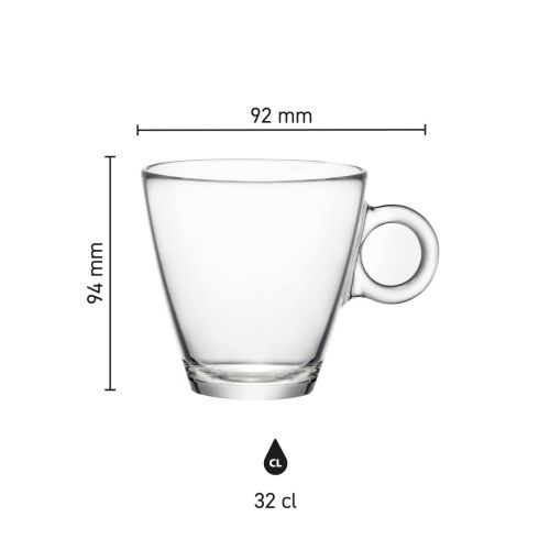 Infographic shows height and diameter of Easy Bar teacup 32 cl. in clear size scale. Infographic shows height and diameter of Easy Bar teacup 32 cl. in clear size scale.