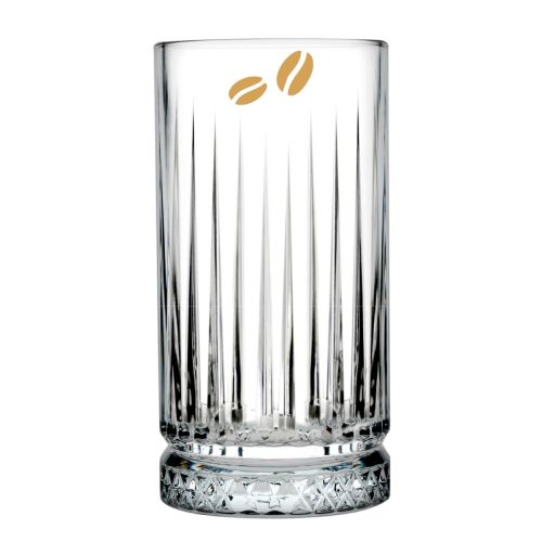 Eénkleurig logo van CoffeeCo gedrukt op de voorkant van het Elysia Longdrink glas 44,5 cl. Eénkleurig logo van CoffeeCo gedrukt op de voorkant van het Elysia Longdrink glas 44,5 cl.