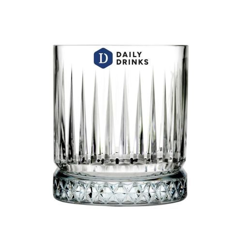 Elysia Whisky glas 35,5 cl. bedrukt met meerkleurig DailyDrinks-logo op het vooraanzicht. Elysia Whisky glas 35,5 cl. bedrukt met meerkleurig DailyDrinks-logo op het vooraanzicht.