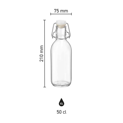 Infographic met maatvoering van Emilia Fles 0,5 liter glas, inclusief hoogte en diameter. Infographic met maatvoering van Emilia Fles 0,5 liter glas, inclusief hoogte en diameter.