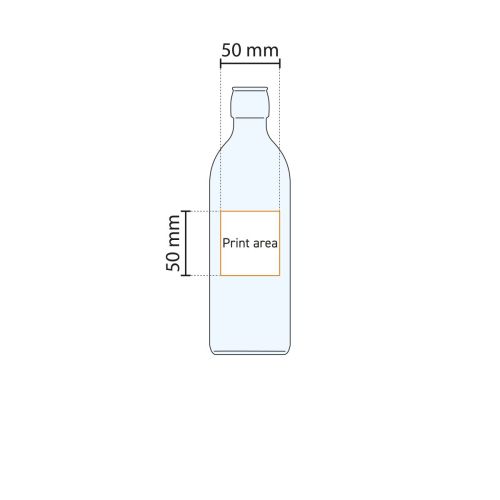 Working drawing indicating the pressure area on the Emilia Bottle 1 litre bottle.
