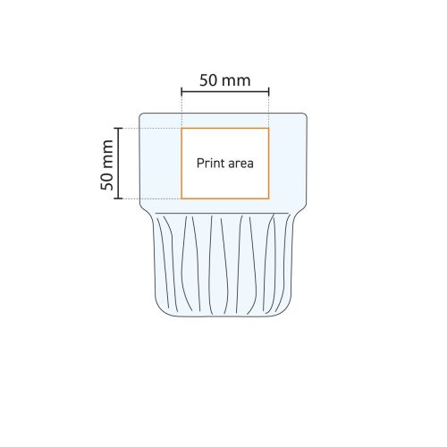 Technical working drawing indicating printing area on Empilable stacking glass 16 cl. Technical working drawing indicating printing area on Empilable stacking glass 16 cl.