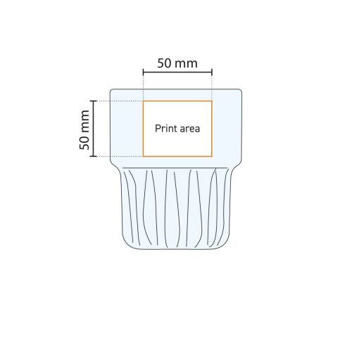 Printing area on Empilable Tumbler 20 cl stacking glass shown in technical working drawing. Printing area on Empilable Tumbler 20 cl stacking glass shown in technical working drawing.