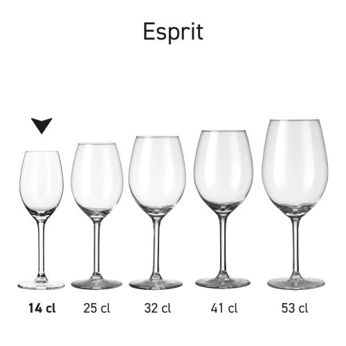 Seriebeeld met meerdere varianten van het Esprit glas naast elkaar gepresenteerd. Seriebeeld met meerdere varianten van het Esprit glas naast elkaar gepresenteerd.