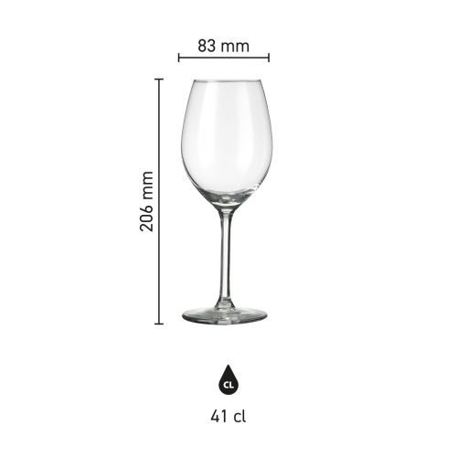 Infographic van productafmetingen voor Esprit wijnglas 41 cl. in glas. Infographic van productafmetingen voor Esprit wijnglas 41 cl. in glas.