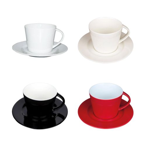 Overzicht van beschikbare kleurvariaties van de Eva Koffie SET 20 cl. porselein gepresenteerd. Overzicht van beschikbare kleurvariaties van de Eva Koffie SET 20 cl. porselein gepresenteerd.