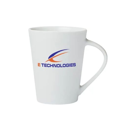 Eva mug white 25 cl porcelain, front with multicoloured Etechnologies logo. Eva mug white 25 cl porcelain, front with multicoloured Etechnologies logo.