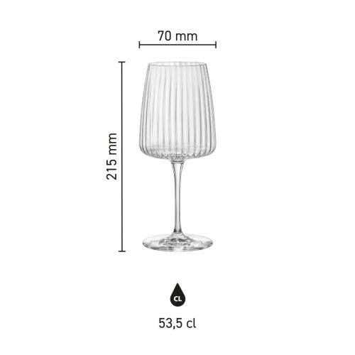 Infographic met productafmetingen van het Exclusiva Wijnglas 53,5 cl. glas. Infographic met productafmetingen van het Exclusiva Wijnglas 53,5 cl. glas.