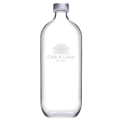 Engraved CorkColor logo on the front of the 1.1-litre glass Iconic bottle with silver cap. Engraved CorkColor logo on the front of the 1.1-litre glass Iconic bottle with silver cap.
