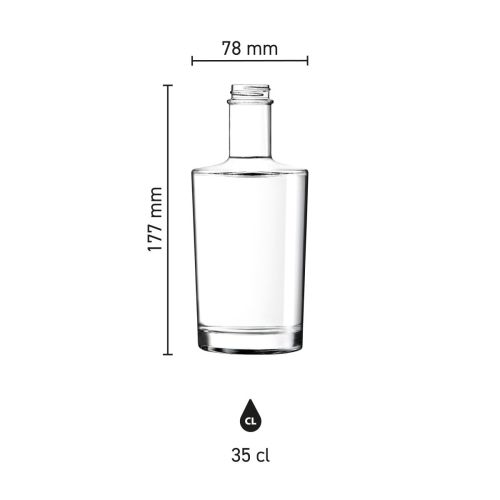 Infographic met productafmetingen van de Fles Neos 0,35 liter glas. Infographic met productafmetingen van de Fles Neos 0,35 liter glas.