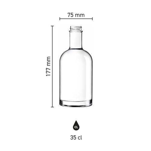 Infographic shows dimensions of Bottle Oslo 0.35 litre glass, including diameter and height. Infographic shows dimensions of Bottle Oslo 0.35 litre glass, including diameter and height.