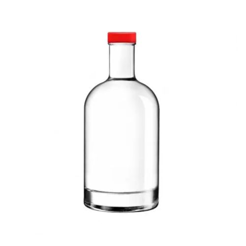 Fles Oslo 0,5 liter van helder glas met een rode dop in recht vooraanzicht zonder opdruk. Fles Oslo 0,5 liter van helder glas met een rode dop in recht vooraanzicht zonder opdruk.