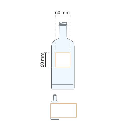 Technical working drawing shows printing area of Bottle Oslo 1.0 litres for printing. Technical working drawing shows printing area of Bottle Oslo 1.0 litres for printing.