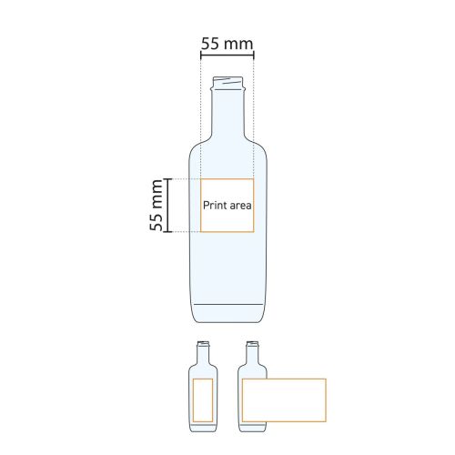 Technical working drawing with pressure area of bottle Oxygen 0.5 litres made of clear glass. Technical working drawing with pressure area of bottle Oxygen 0.5 litres made of clear glass.