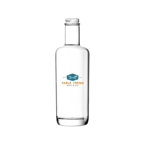 Oxygen 0.5 litre bottle with TableTrend multicoloured printed logo on the front of the glass. Oxygen 0.5 litre bottle with TableTrend multicoloured printed logo on the front of the glass.