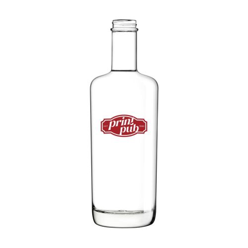 Logo of PrintPub printed in one colour on the front of glass bottle Oxygen 0.7 litre. Logo of PrintPub printed in one colour on the front of glass bottle Oxygen 0.7 litre.