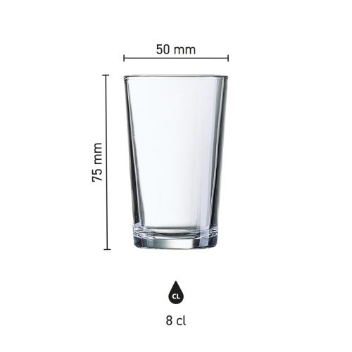 Infographic shows height, diameter and capacity of the glass Conique 8 cl in detail. Infographic shows height, diameter and capacity of the glass Conique 8 cl in detail.