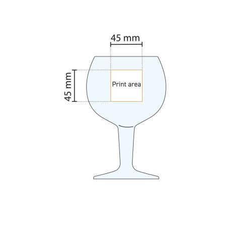 Detailed working drawing with printing area of the 41 cl Grand Service beer glass for logo positioning.