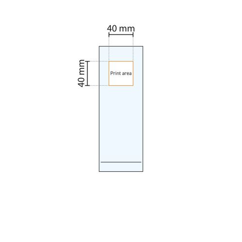 Technical working drawing shows printing area for personalisation on Islande 31 cl glass.