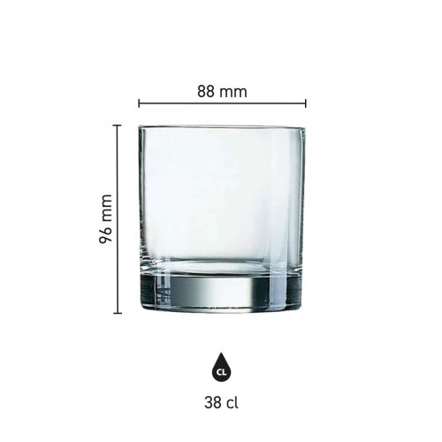 Infographic shows height, diameter and capacity of Islande Tumbler glass 38 cl. Infographic shows height, diameter and capacity of Islande Tumbler glass 38 cl.