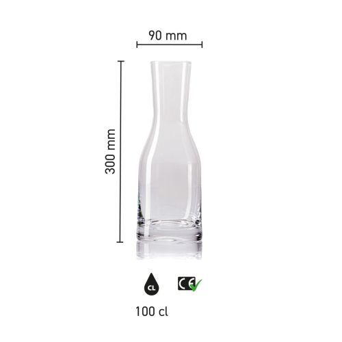 Infographic shows height, width and capacity of the Carafe Le Marc 100 cl. in clear measurements. Infographic shows height, width and capacity of the Carafe Le Marc 100 cl. in clear measurements.