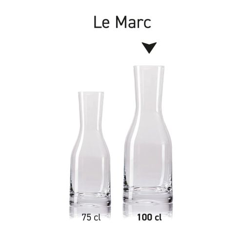 Multiple glass Carafe Le Marc 100 cl. presented side by side as part of a series. Multiple glass Carafe Le Marc 100 cl. presented side by side as part of a series.