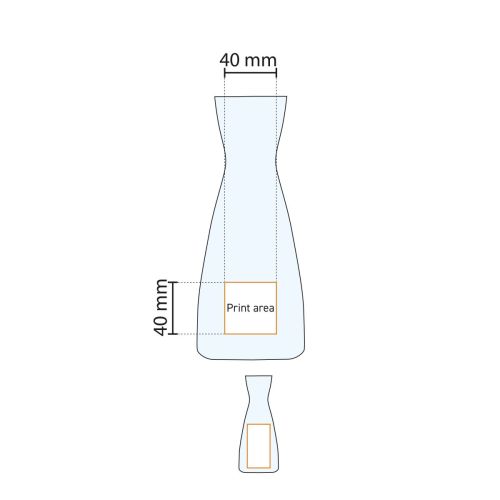 Technical working drawing indicates pressure area on glass decanter Ypsilon 1 litre. Technical working drawing indicates pressure area on glass decanter Ypsilon 1 litre.