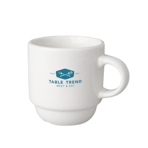 Porcelain coffee cup Budgetline Narrow 14 cl printed with single-colour TableTrend logo on front. Porcelain coffee cup Budgetline Narrow 14 cl printed with single-colour TableTrend logo on front.