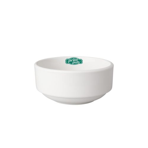 White Bowl Budgetline 11 cm with one-colour PrintPub logo on the front face. White Bowl Budgetline 11 cm with one-colour PrintPub logo on the front face.