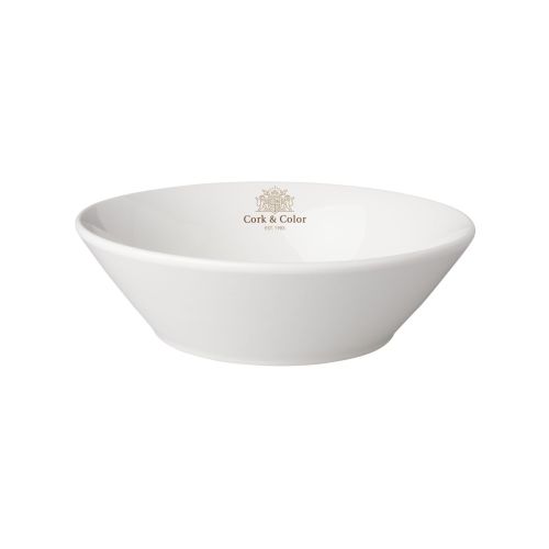 Multicoloured CorkColor logo on front of white porcelain bowl Neo Budgetline 18 cm. Multicoloured CorkColor logo on front of white porcelain bowl Neo Budgetline 18 cm.