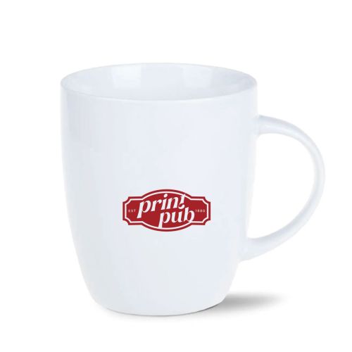 Porseleinen Mini Specta mok 28 cl. met enkelkleurig PrintPub-logo bedrukt op de voorzijde.