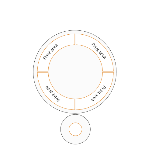 Printing areas for logos on porcelain Hotel pasta plate 26 cm shown in working drawing. Printing areas for logos on porcelain Hotel pasta plate 26 cm shown in working drawing.