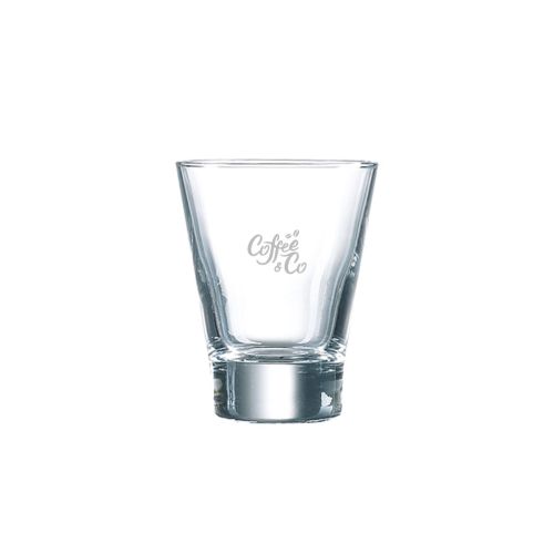 CoffeeCo-logo gegraveerd op de voorkant van het Shetland 15 cl. glas.