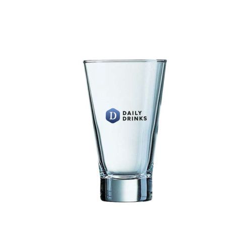 Voorzijde van het Shetland 22 cl. glas bedrukt met full-colour DailyDrinks-logo.
