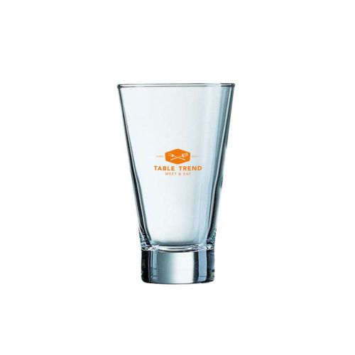 Shetland 22 cl. glas met duidelijk zichtbaar éénkleurig logo van TableTrend op de voorzijde.