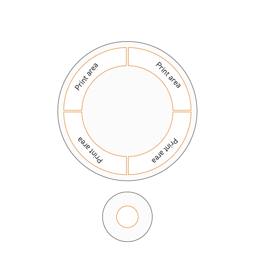 Technische werktekening van drukgebied op wit soepbord Hotel porselein met diameter 23 cm. Technische werktekening van drukgebied op wit soepbord Hotel porselein met diameter 23 cm.