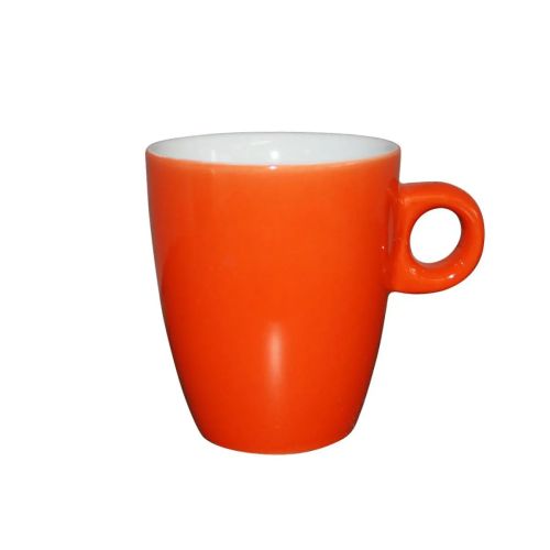 Oranje-witte Sonja mok van 18 cl in porselein, met levendige kleur en ergonomisch ontwerp. Oranje-witte Sonja mok van 18 cl in porselein, met levendige kleur en ergonomisch ontwerp.