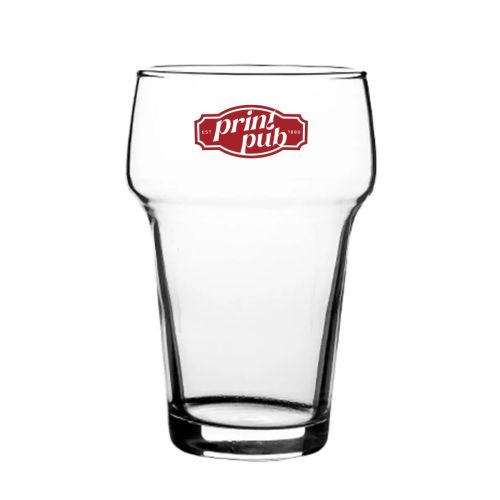 PrintPub-logo in éénkleurige opdruk zichtbaar op de voorkant van het Stapelglas Groot 28 cl. PrintPub-logo in éénkleurige opdruk zichtbaar op de voorkant van het Stapelglas Groot 28 cl.
